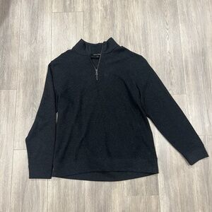 Banana Republic Men's Waffle Quarter Zip Pullover, Black, Size Large